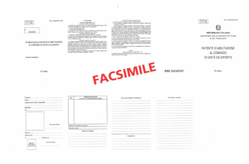  E’ arrivato  il nuovo stampato per la patente nautica